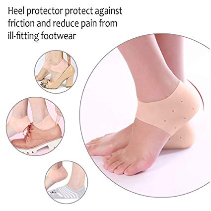 1 Pair Silicone Gel Heel Pad Socks for Pain Relief & Anti-Crack Heels