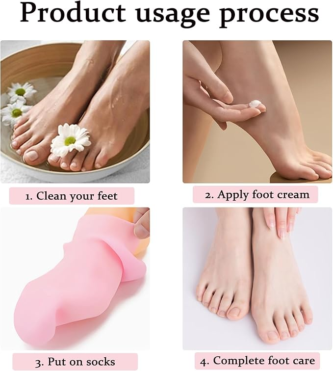 1 Pair Silicone Gel Moisturizing Socks for Hydrated, Smooth Feet