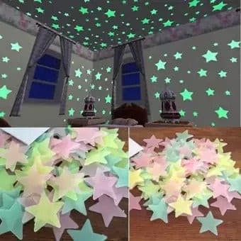 Pack of 100 - 3D Luminous Glowing Stars (Pink) – Magical Night Sky Decor