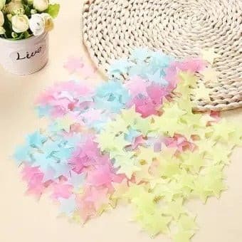 Pack of 100 - 3D Luminous Glowing Stars (Pink) – Magical Night Sky Decor